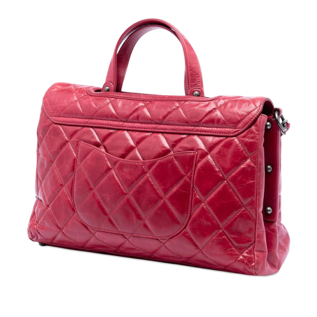Chanel Quilted Glazed Calfskin Convertible Boy Top Handle Bag