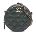 Chanel Quilted Iridescent Caviar Round Clutch With Chain (SHG-5vHUZc)