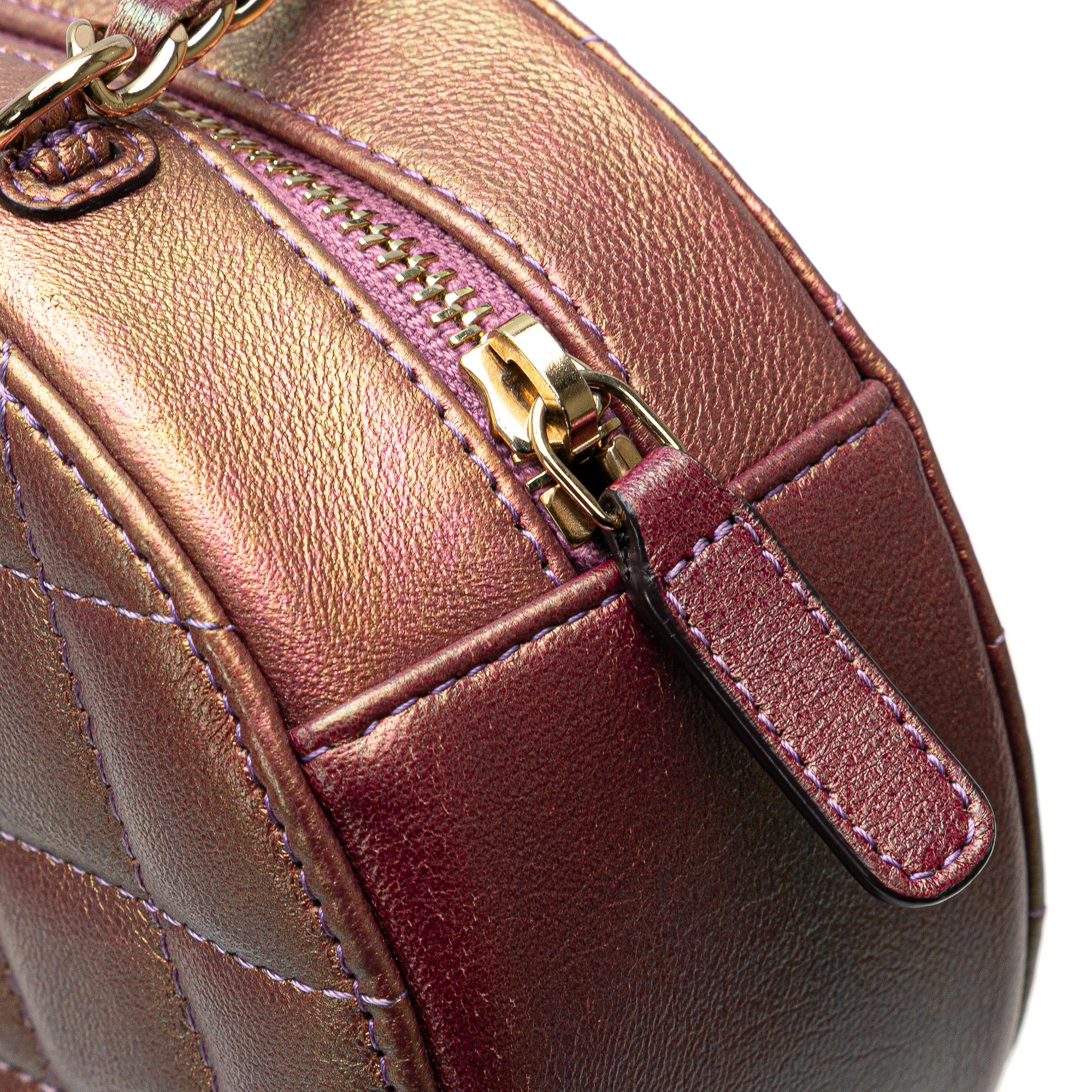 Chanel Quilted Iridescent Lambskin Round Clutch With Chain