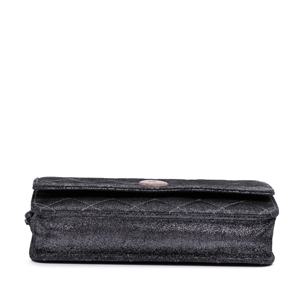 Chanel Quilted Iridescent Lambskin Tartan Button Wallet On Chain