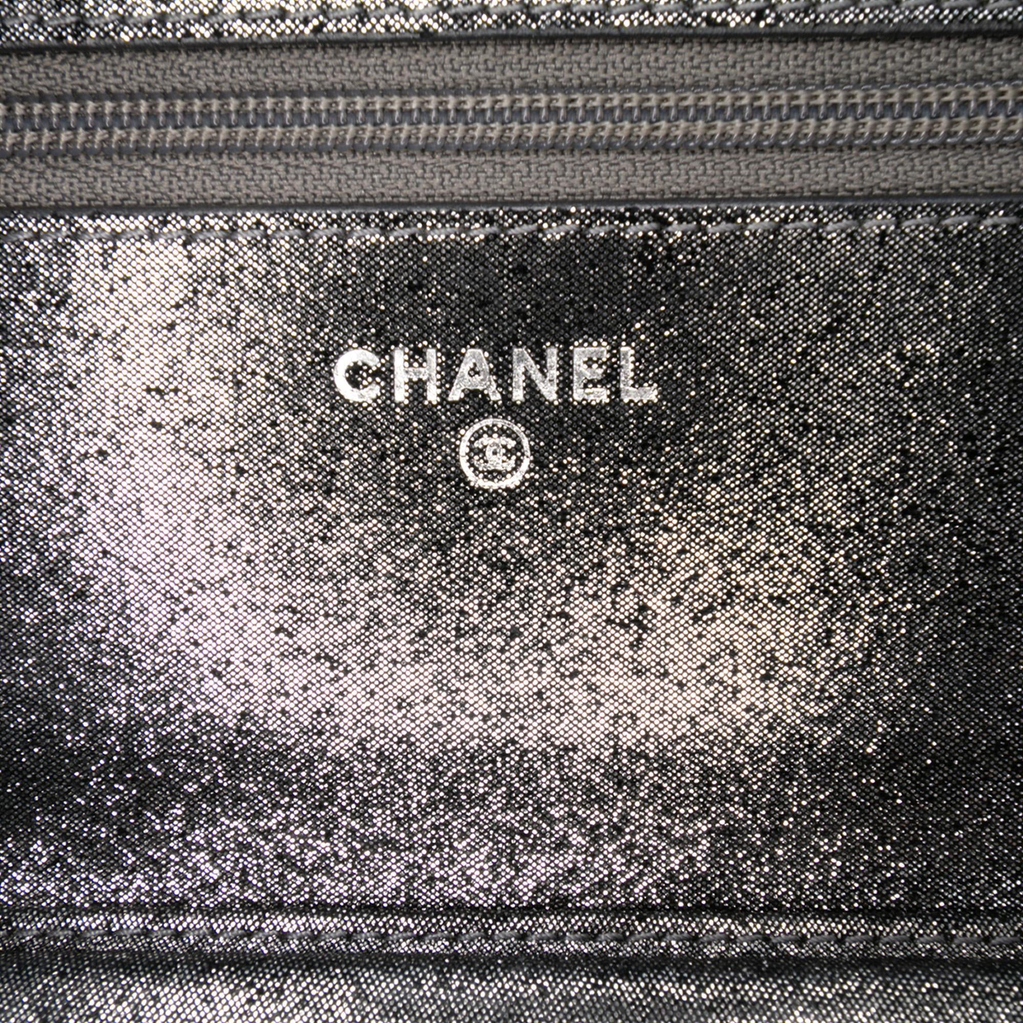 Chanel Quilted Iridescent Lambskin Tartan Button Wallet On Chain