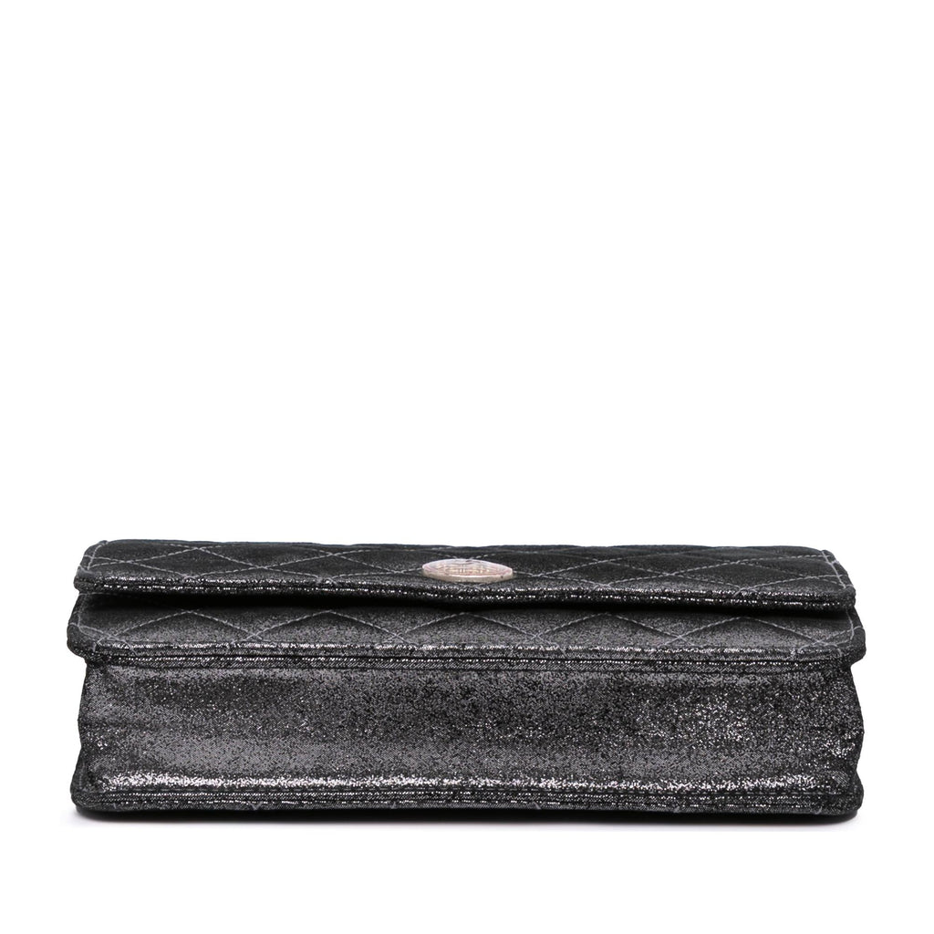 Chanel Quilted Iridescent Lambskin Tartan Button Wallet On Chain