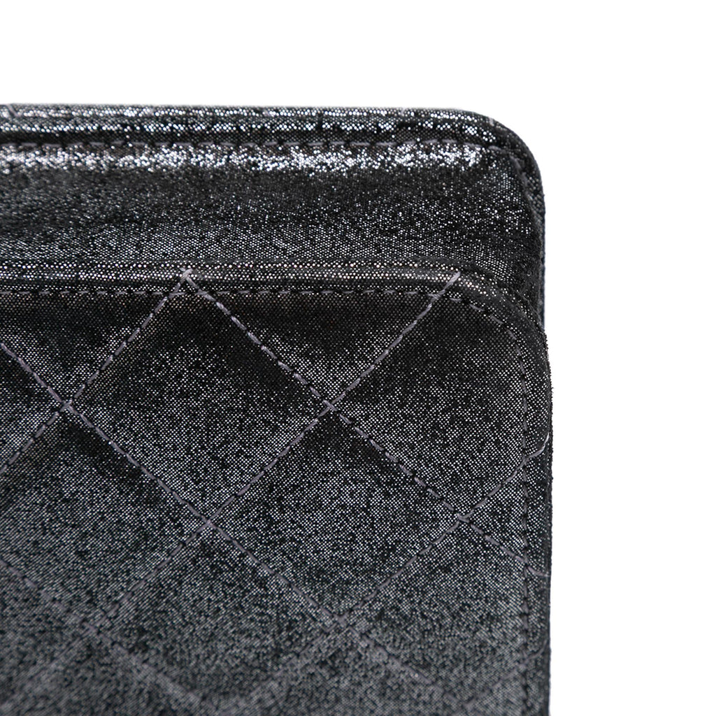 Chanel Quilted Iridescent Lambskin Tartan Button Wallet On Chain
