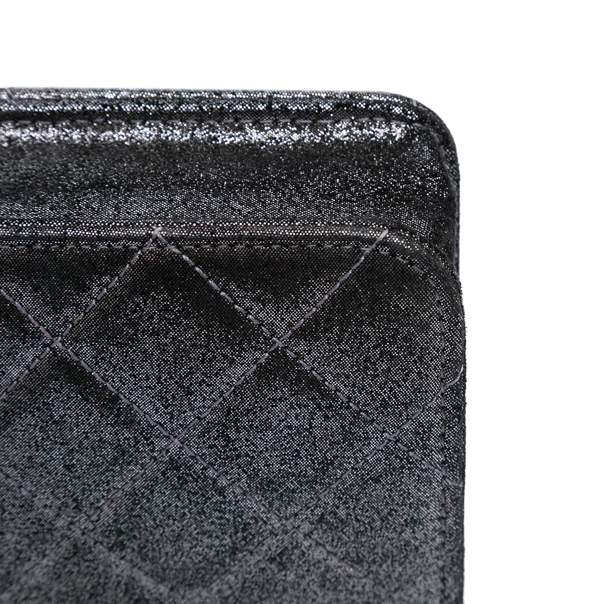 Chanel Quilted Iridescent Lambskin Tartan Button Wallet On Chain