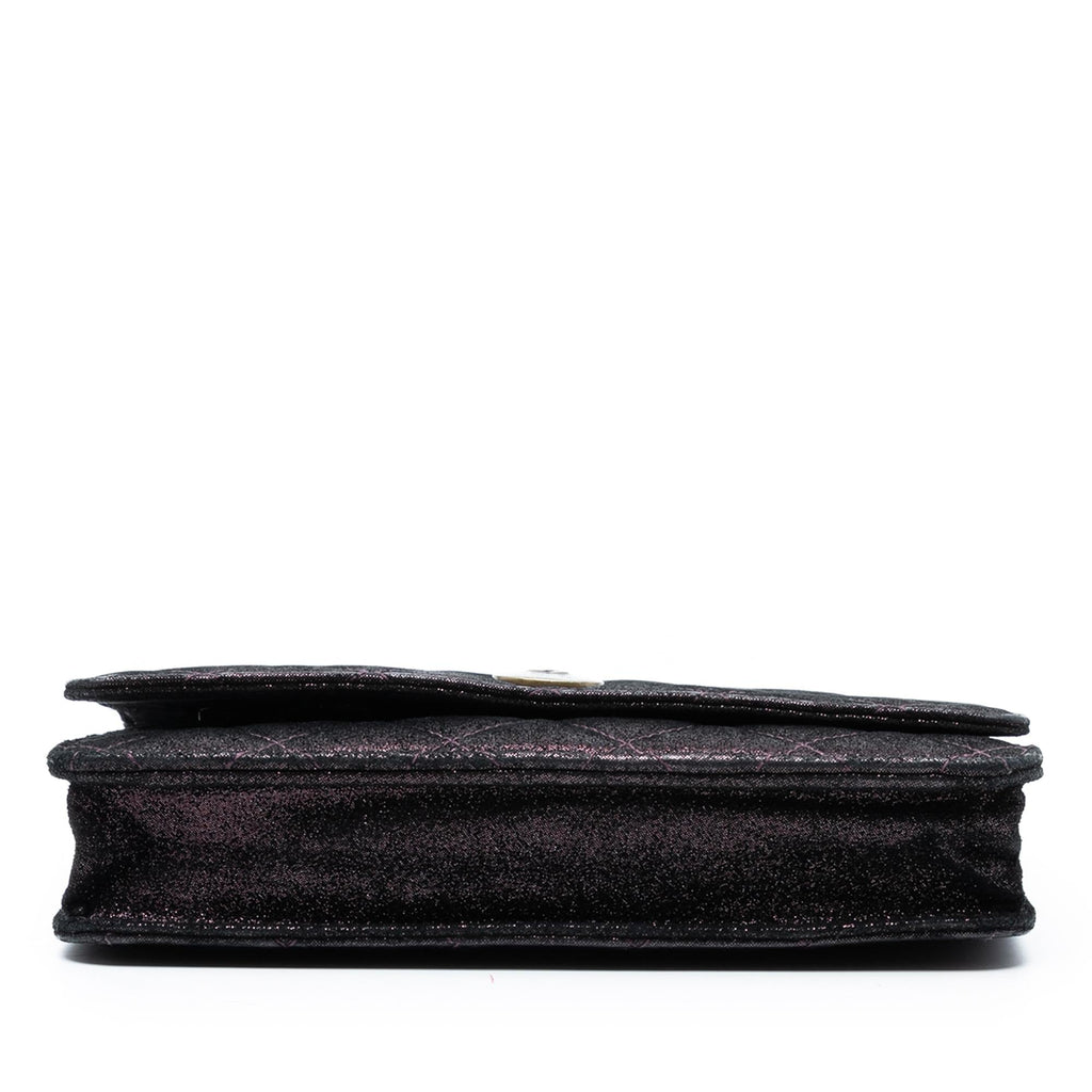 Chanel Quilted Iridescent Lambskin Tartan Button Wallet On Chain