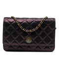Chanel Quilted Iridescent Lambskin Tartan Button Wallet On Chain
