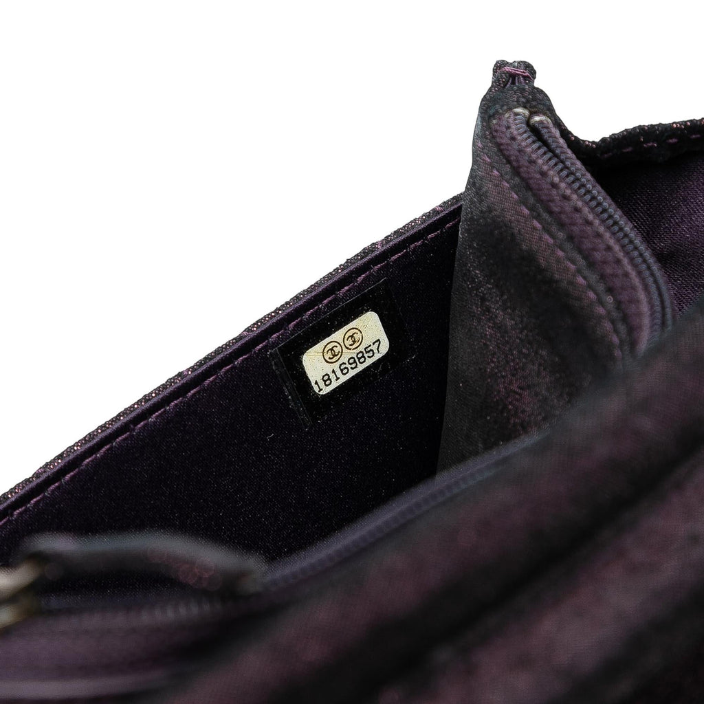 Chanel Quilted Iridescent Lambskin Tartan Button Wallet On Chain