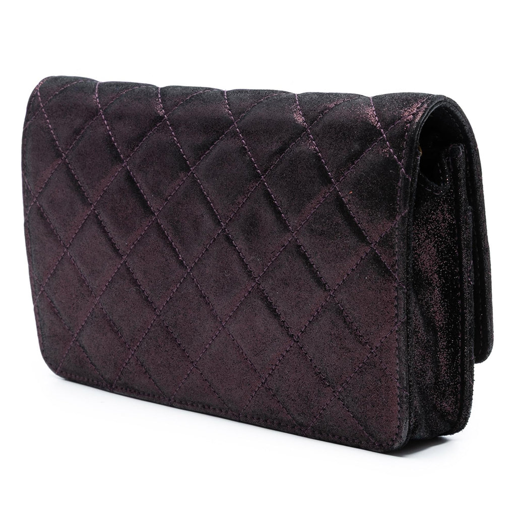 Chanel Quilted Iridescent Lambskin Tartan Button Wallet On Chain