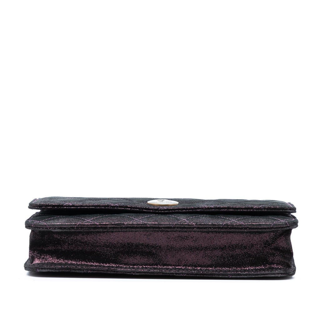Chanel Quilted Iridescent Lambskin Tartan Button Wallet On Chain