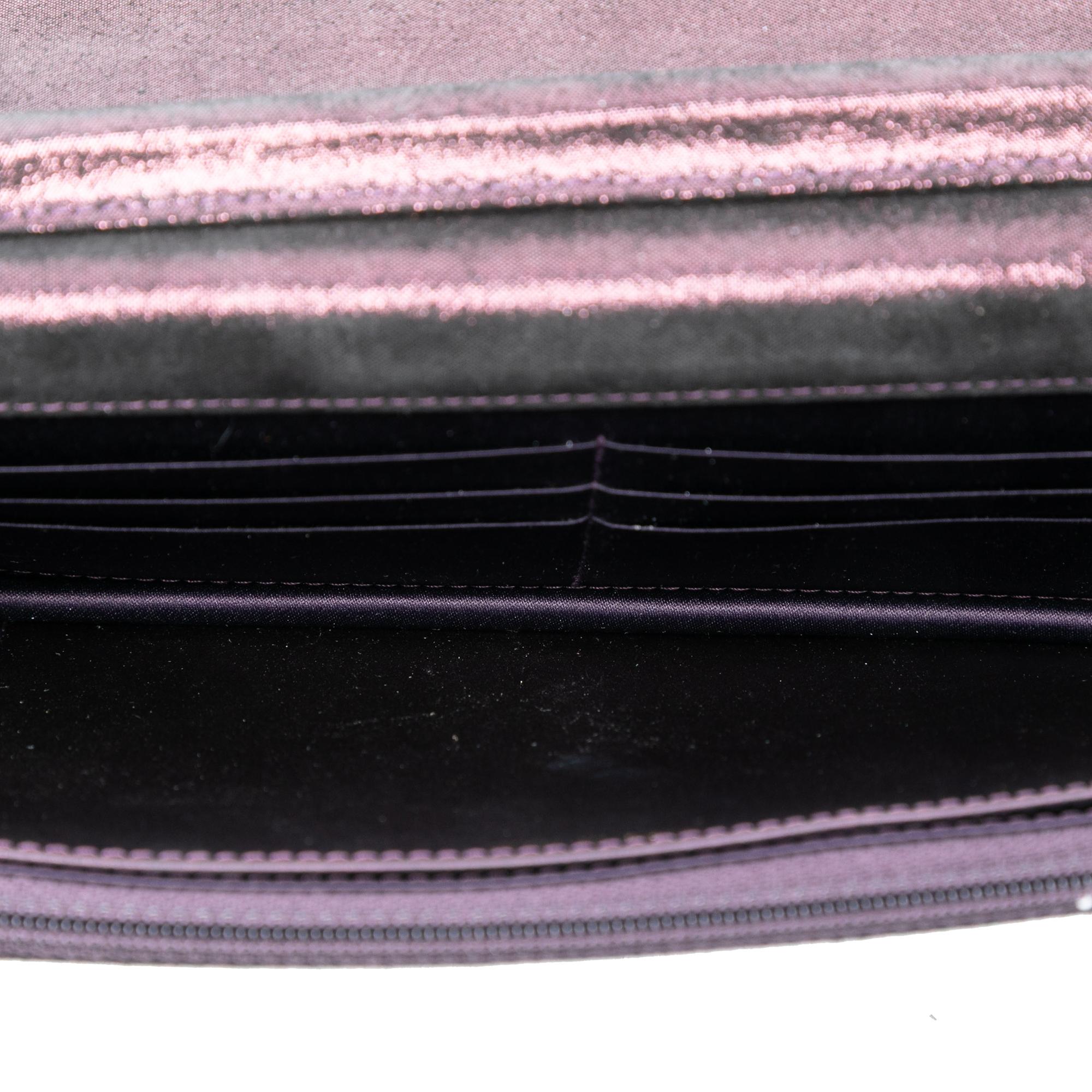 Chanel Quilted Iridescent Lambskin Tartan Button Wallet On Chain