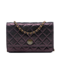 Chanel Quilted Iridescent Lambskin Tartan Button Wallet On Chain