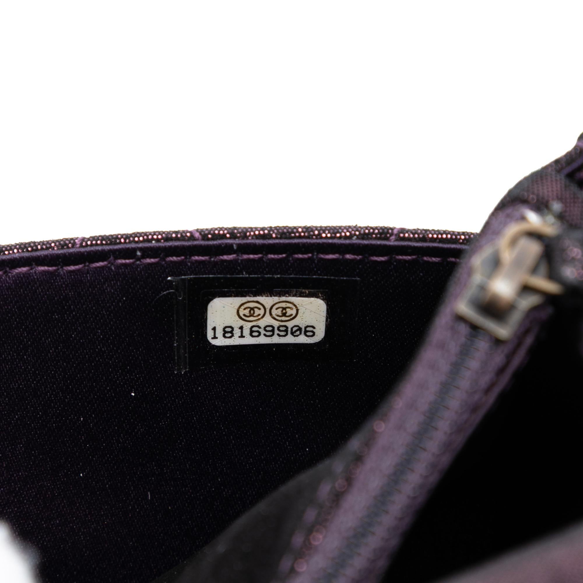 Chanel Quilted Iridescent Lambskin Tartan Button Wallet On Chain