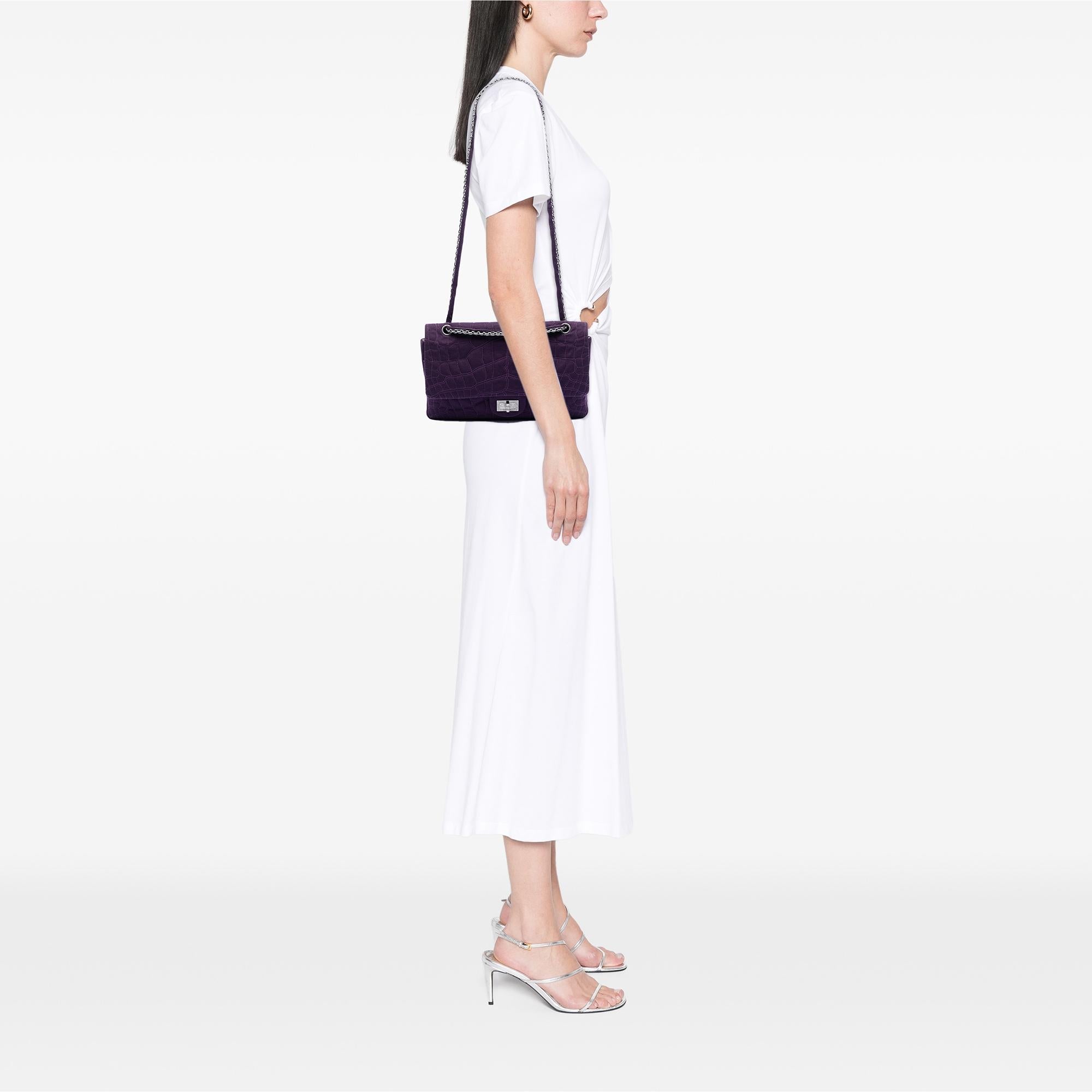 Chanel Quilted Jersey Coco Croc Reissue 2.55 Double Flap 227