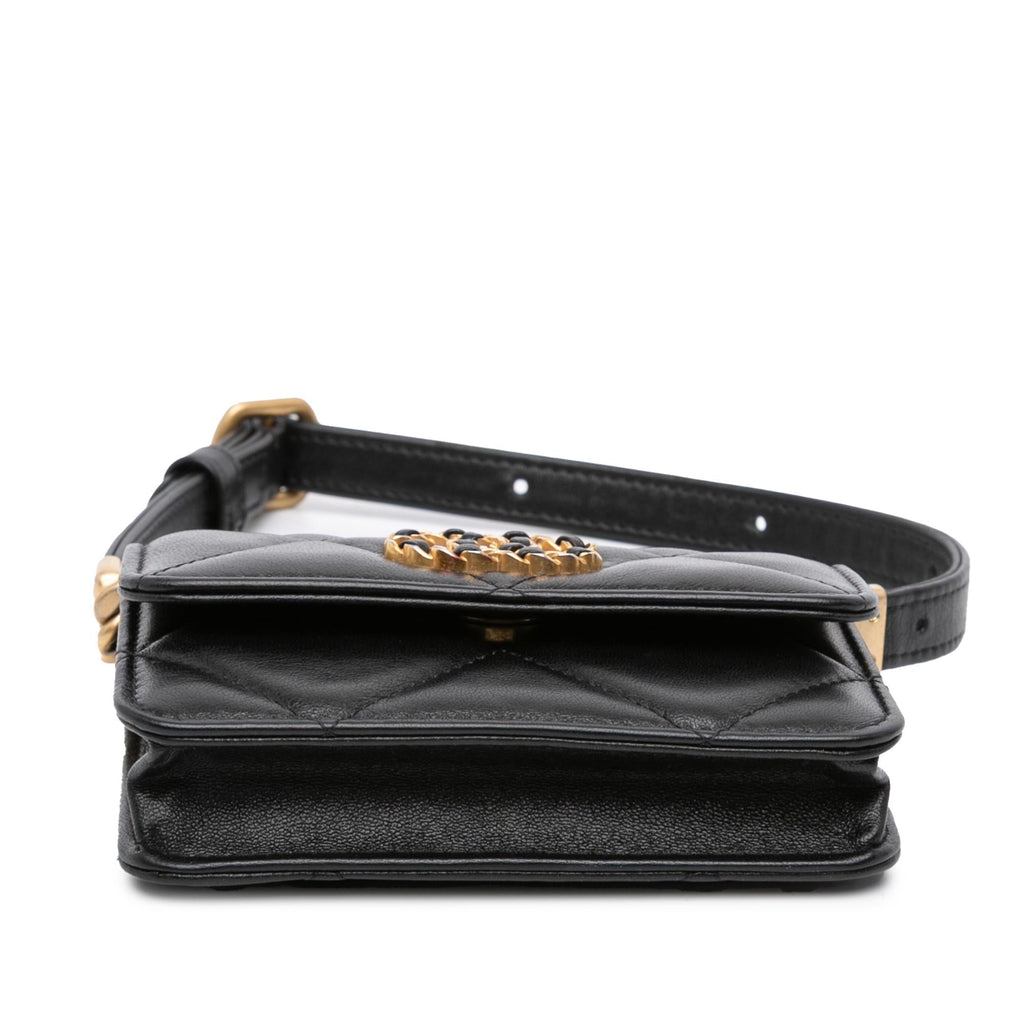 Chanel Quilted Lambskin 19 Flap Coin Purse With Chain