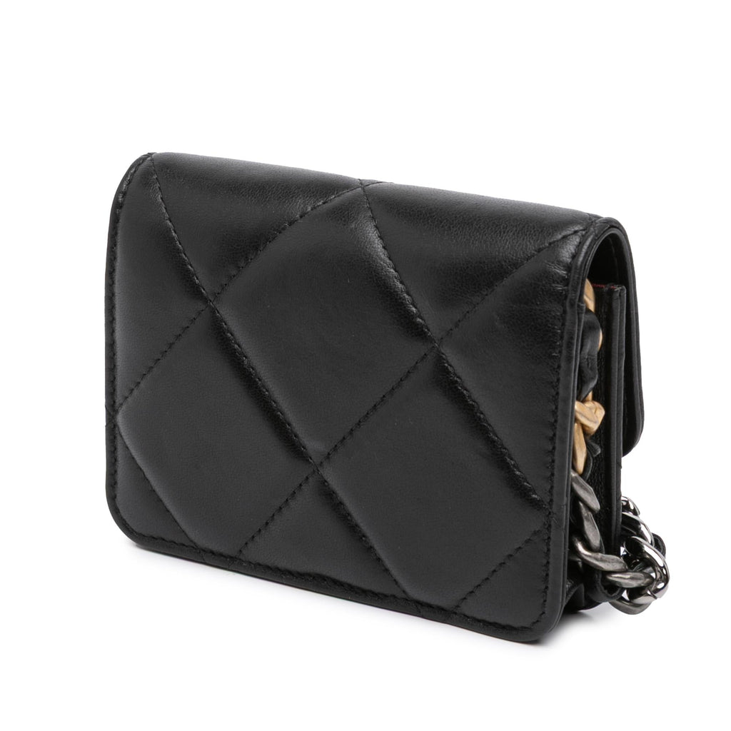 Chanel Quilted Lambskin 19 Flap Coin Purse With Chain