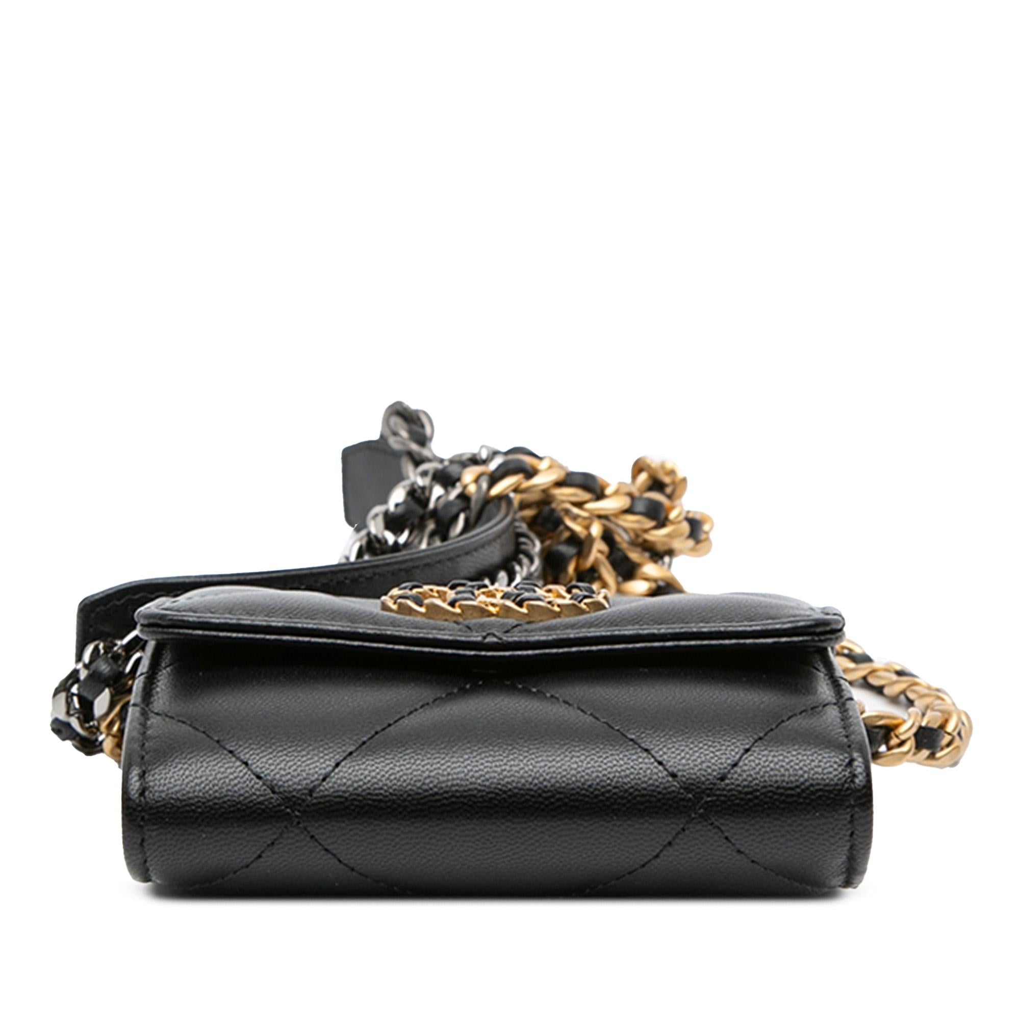 Chanel Quilted Lambskin 19 Flap Coin Purse With Chain