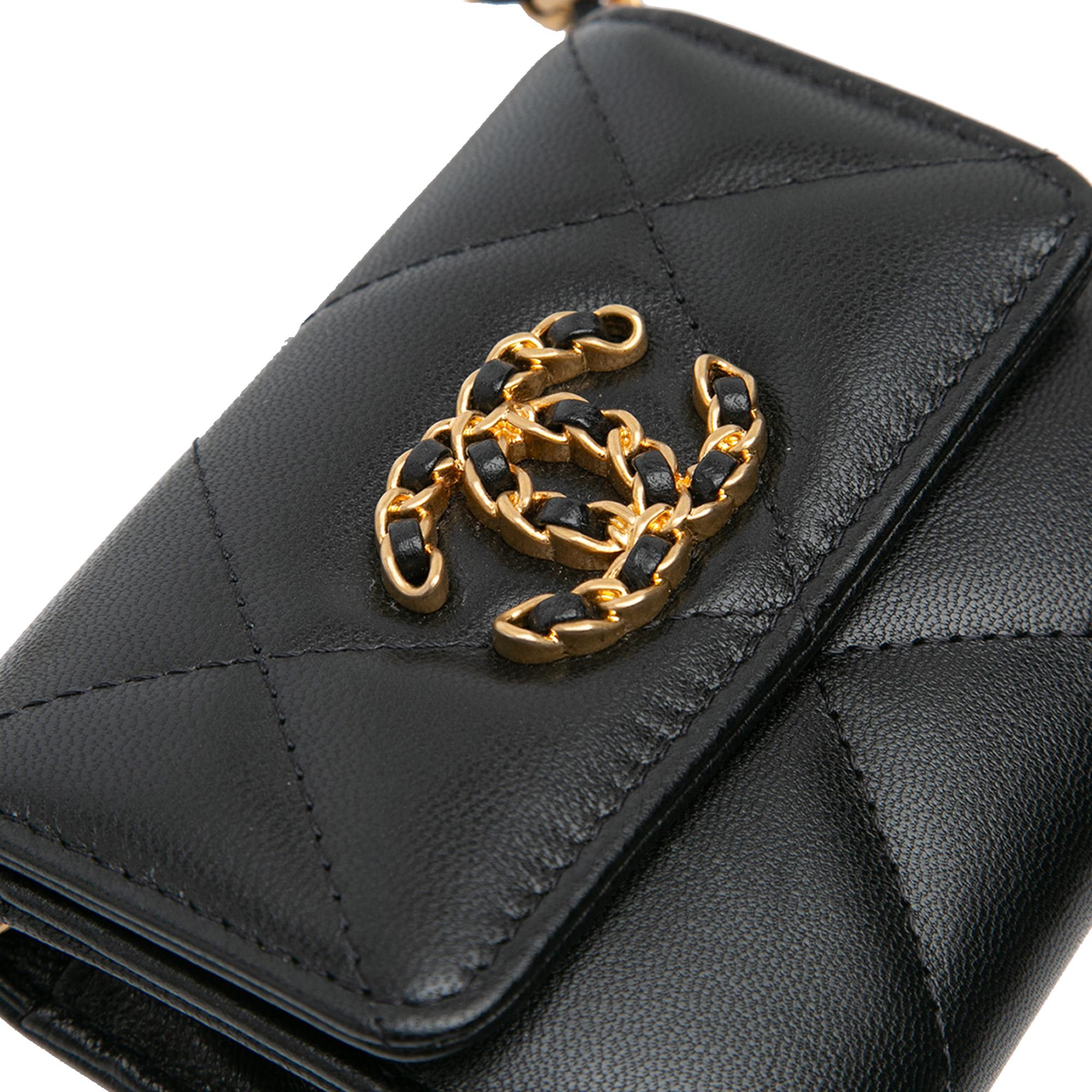 Chanel Quilted Lambskin 19 Flap Coin Purse With Chain
