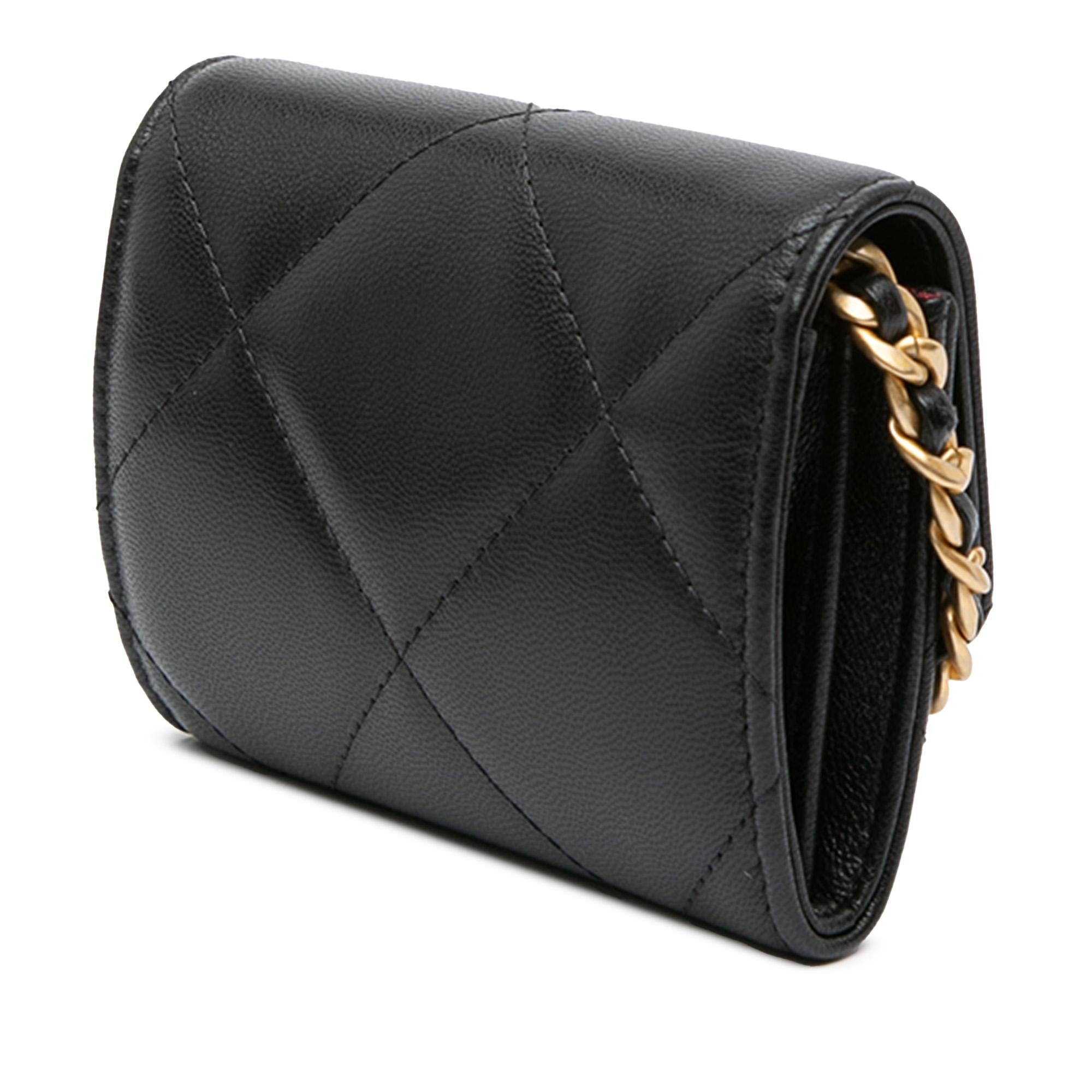 Chanel Quilted Lambskin 19 Flap Coin Purse With Chain