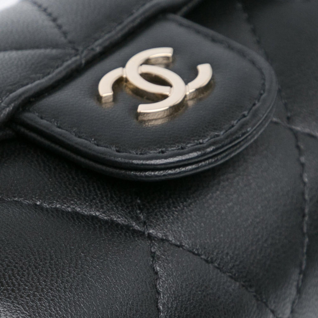 Chanel Quilted Lambskin Box Of Secrets Card Holder With Chain (SHG-AauFyw)