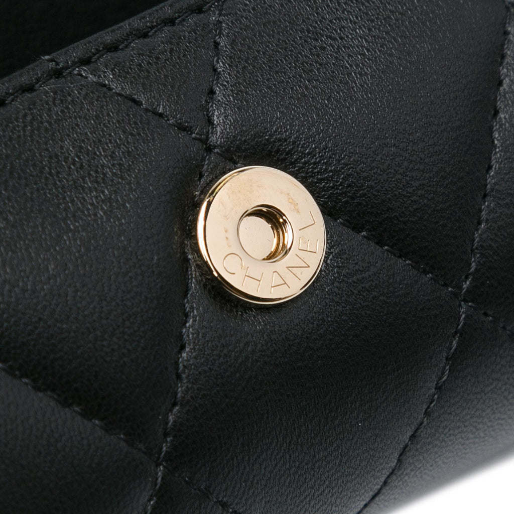 Chanel Quilted Lambskin Box Of Secrets Card Holder With Chain (SHG-AauFyw)