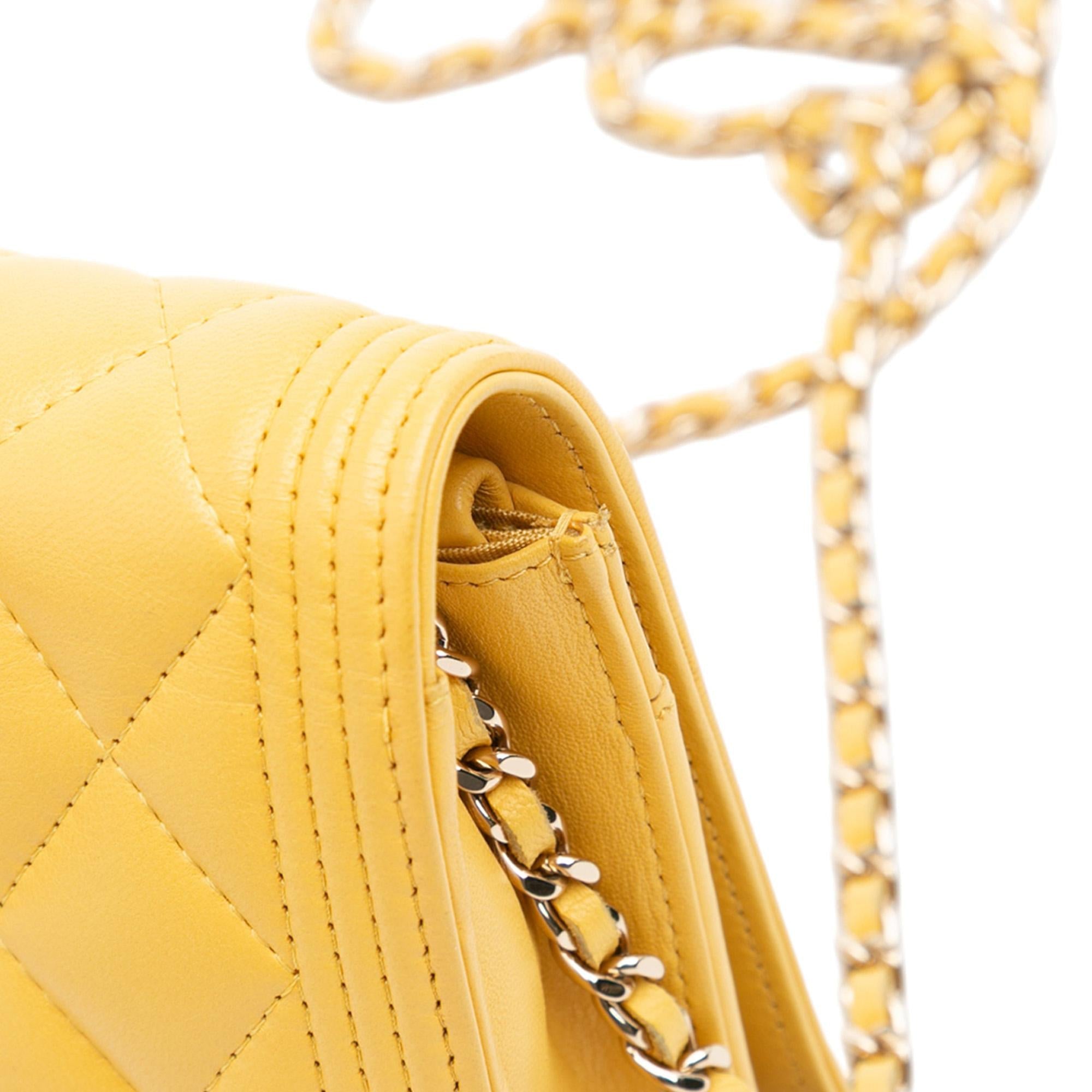 Chanel Quilted Lambskin Boy Wallet On Chain