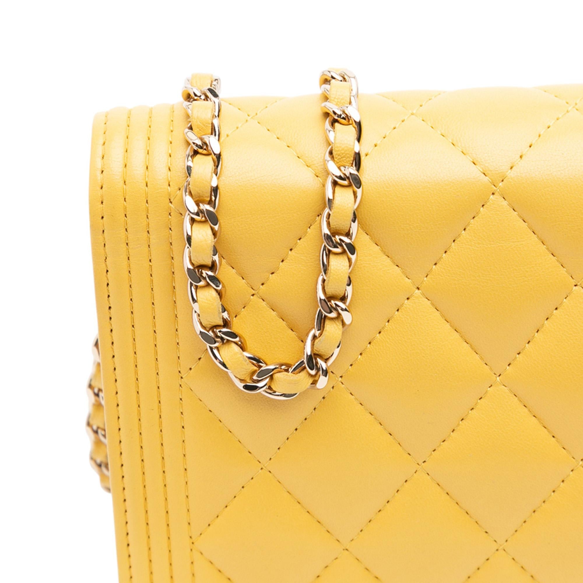 Chanel Quilted Lambskin Boy Wallet On Chain