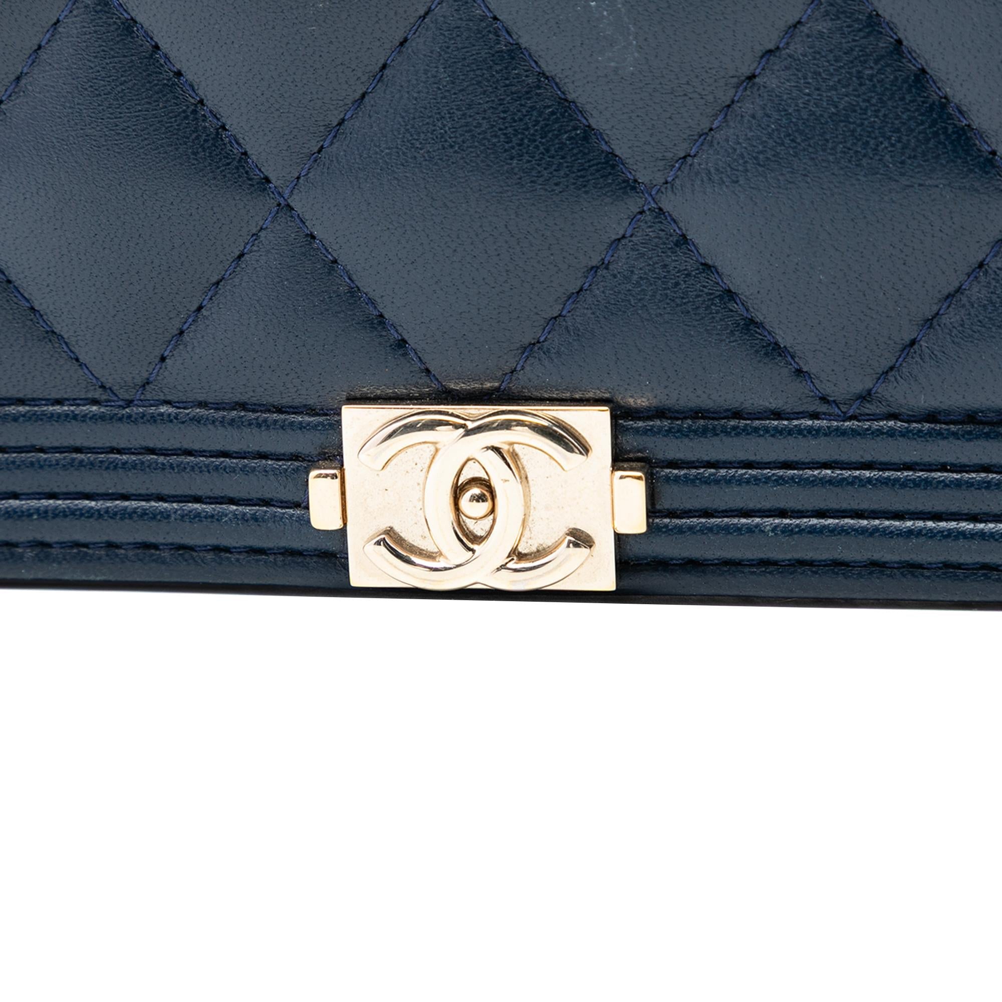 Chanel Quilted Lambskin Boy Wallet On Chain