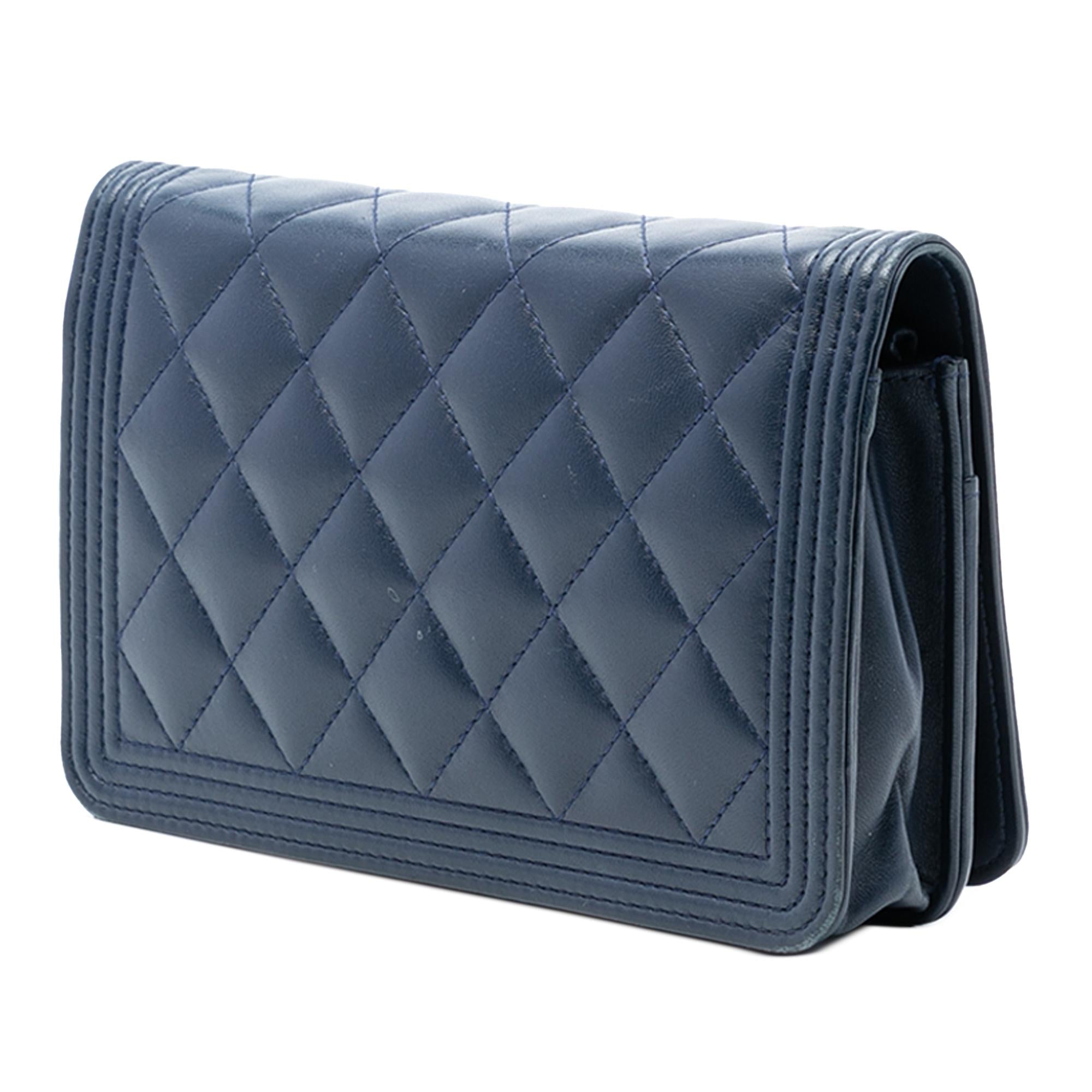 Chanel Quilted Lambskin Boy Wallet On Chain