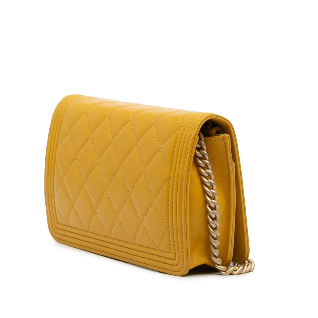 Chanel Quilted Lambskin Boy Wallet On Chain