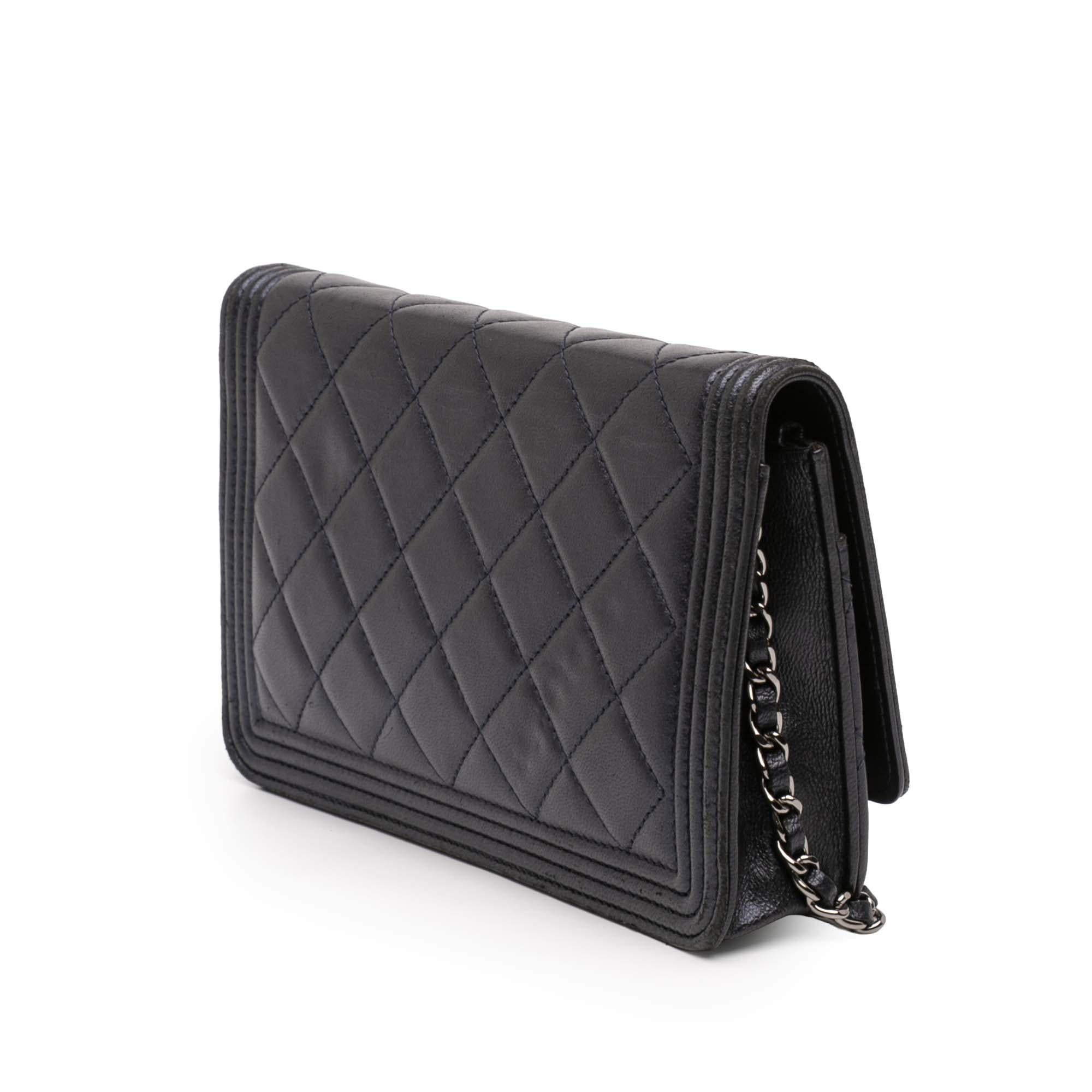 Chanel Quilted Lambskin Boy Wallet On Chain
