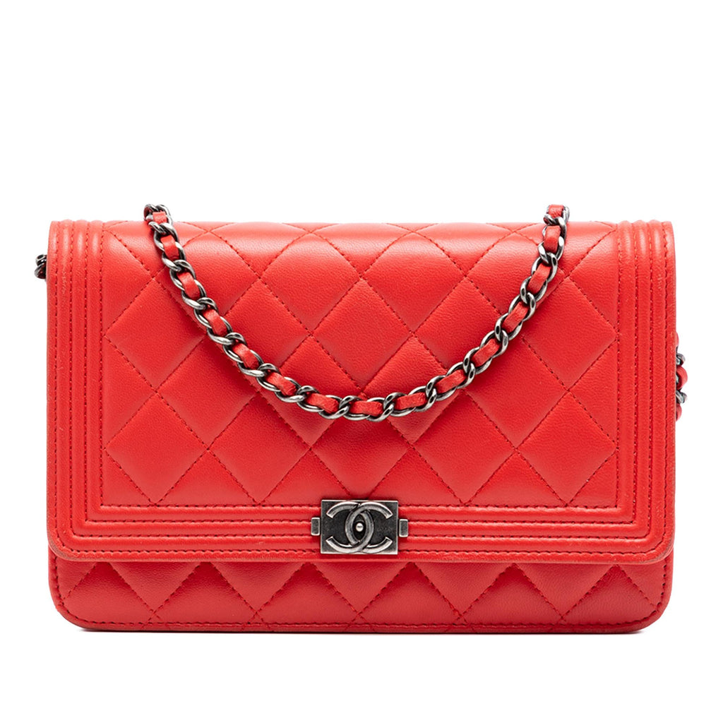 Chanel Quilted Lambskin Boy Wallet On Chain