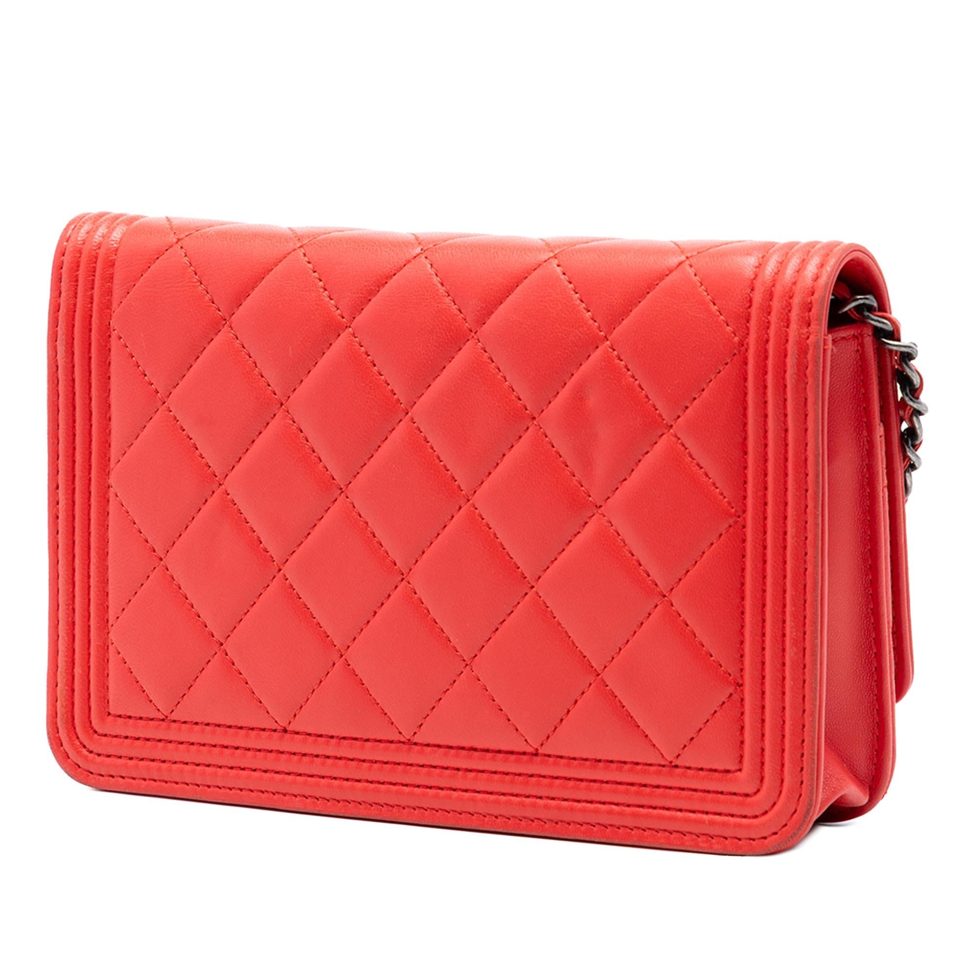 Chanel Quilted Lambskin Boy Wallet On Chain