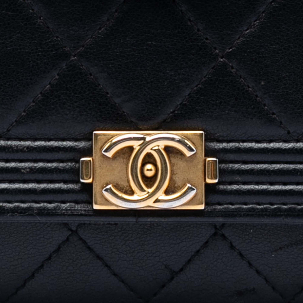 Chanel Quilted Lambskin Boy Wallet On Chain