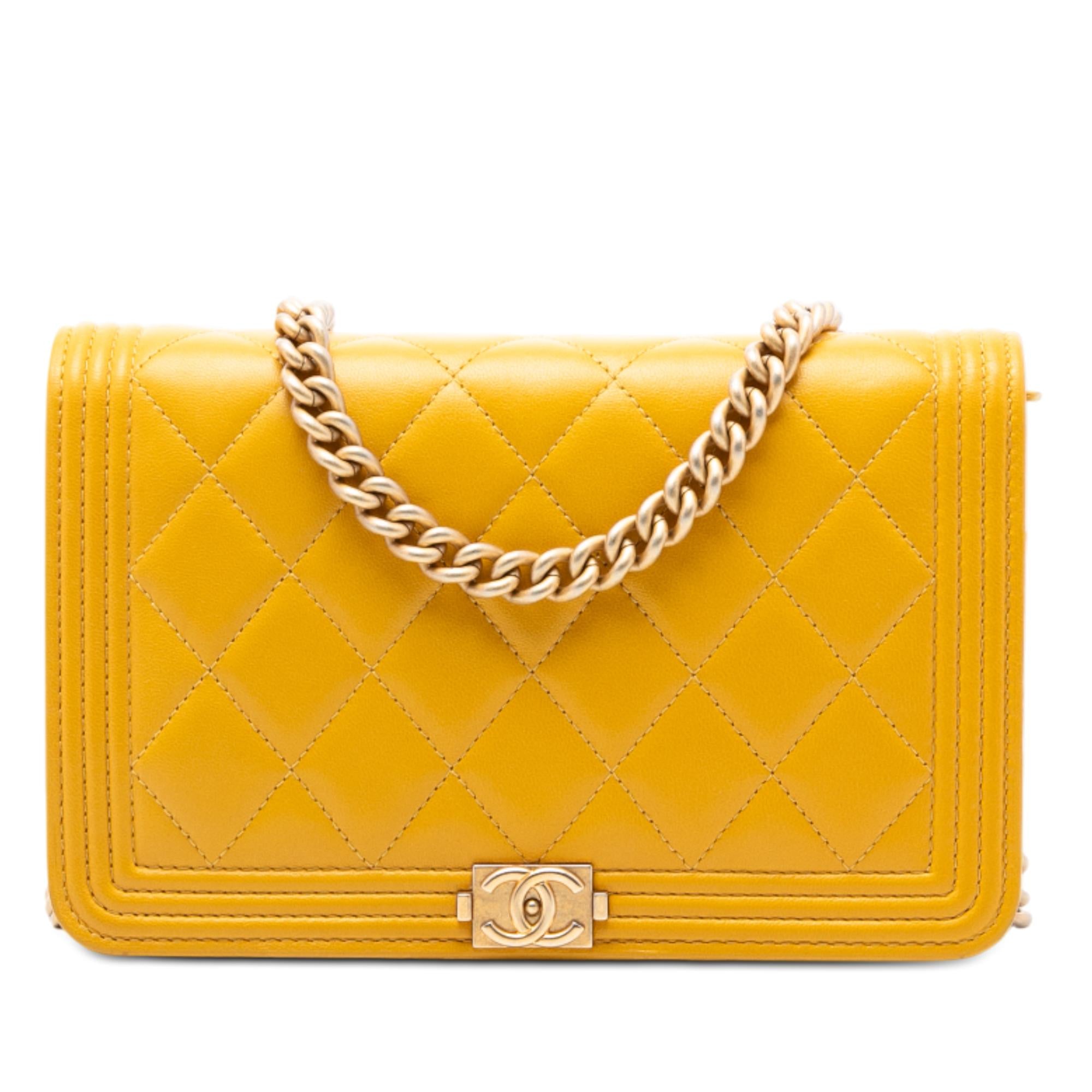 Chanel Quilted Lambskin Boy Wallet On Chain