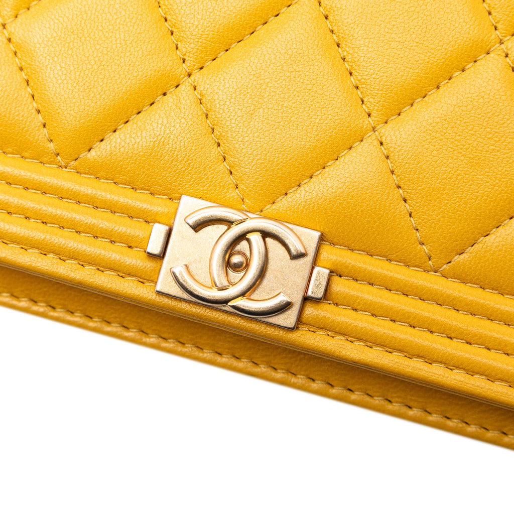 Chanel Quilted Lambskin Boy Wallet On Chain