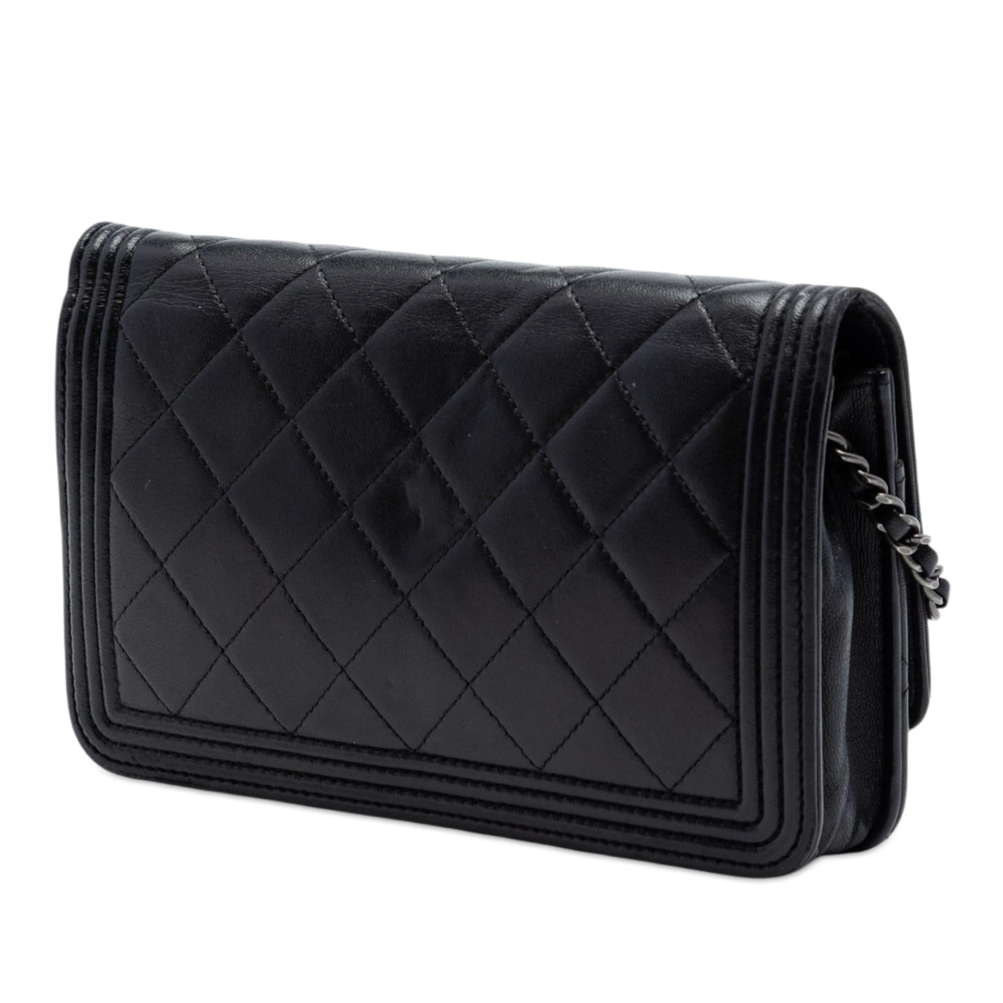 Chanel Quilted Lambskin Boy Wallet On Chain