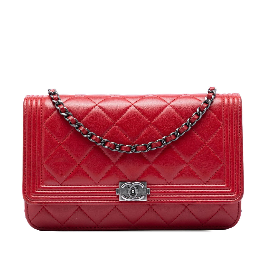 Chanel Quilted Lambskin Boy Wallet On Chain