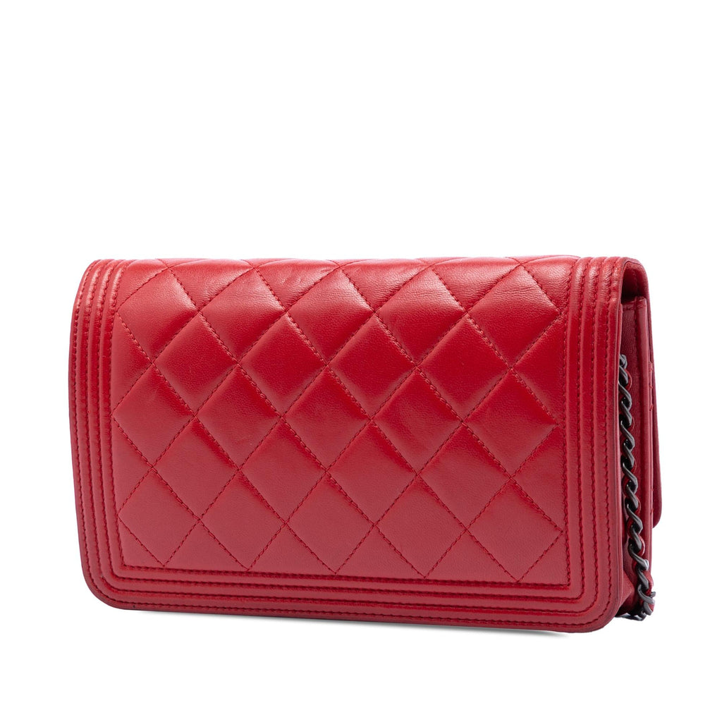 Chanel Quilted Lambskin Boy Wallet On Chain