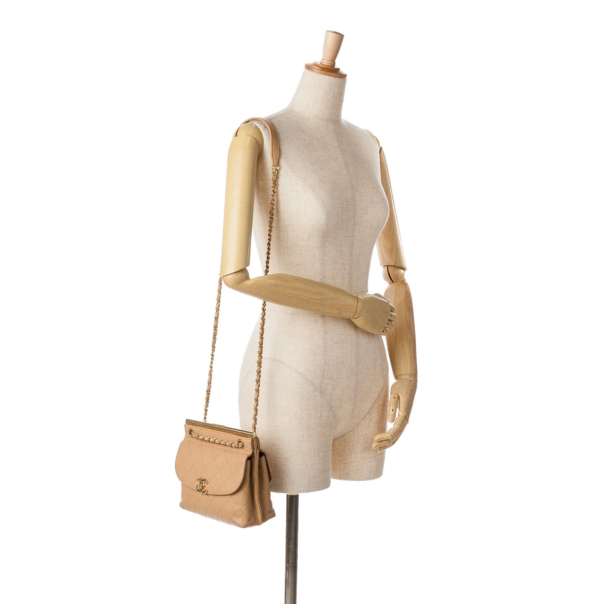 Chanel Quilted Lambskin CC Logo Bar Shoulder Bag