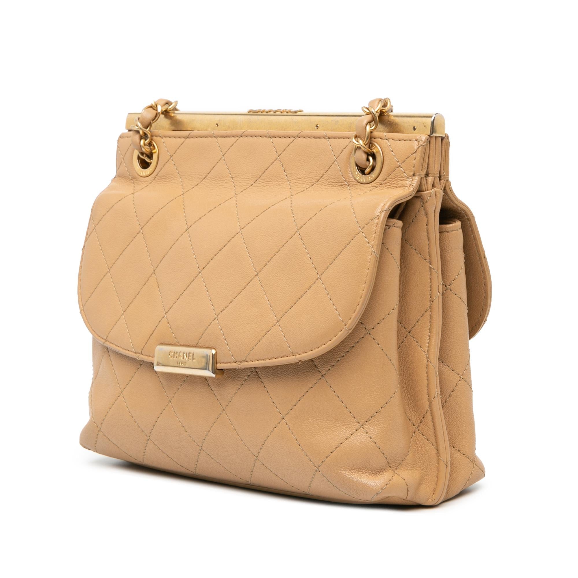 Chanel Quilted Lambskin CC Logo Bar Shoulder Bag