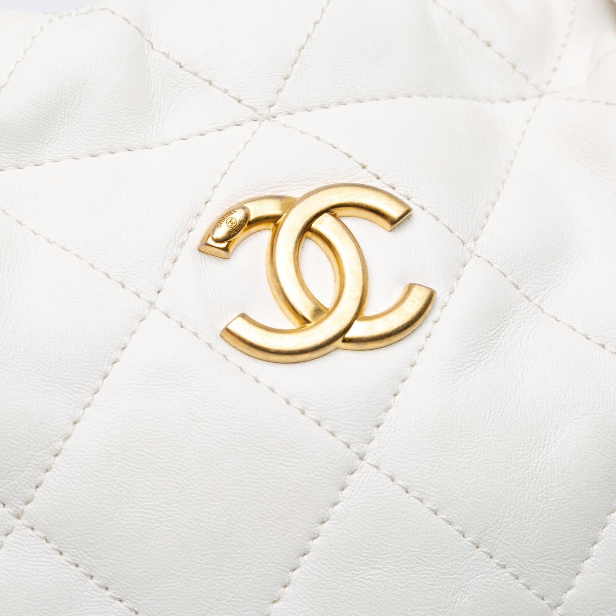 Chanel Quilted Lambskin Chain Around Bucket Bag