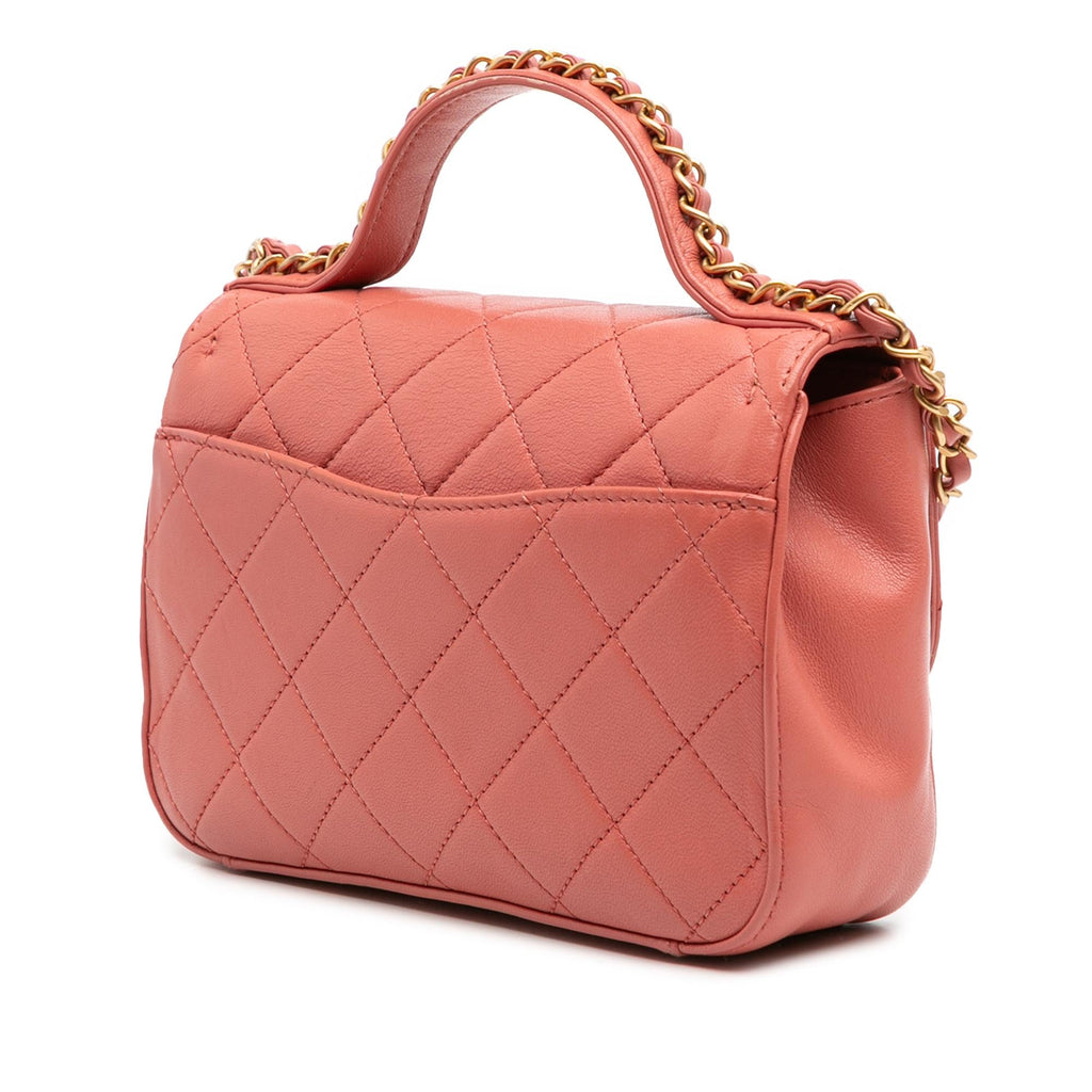 Chanel Quilted Lambskin Chain Infinity Top Handle Bag