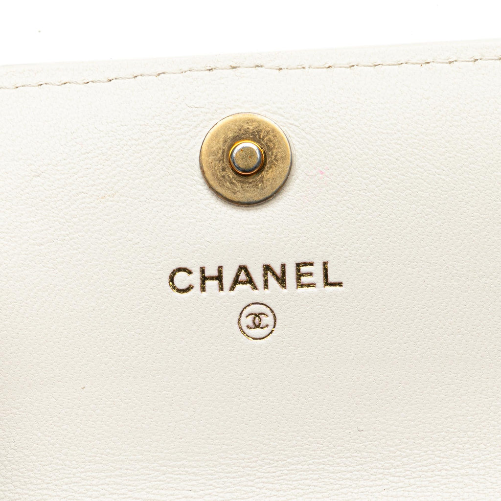 Chanel Quilted Lambskin Coco Love Card Holder On Chain