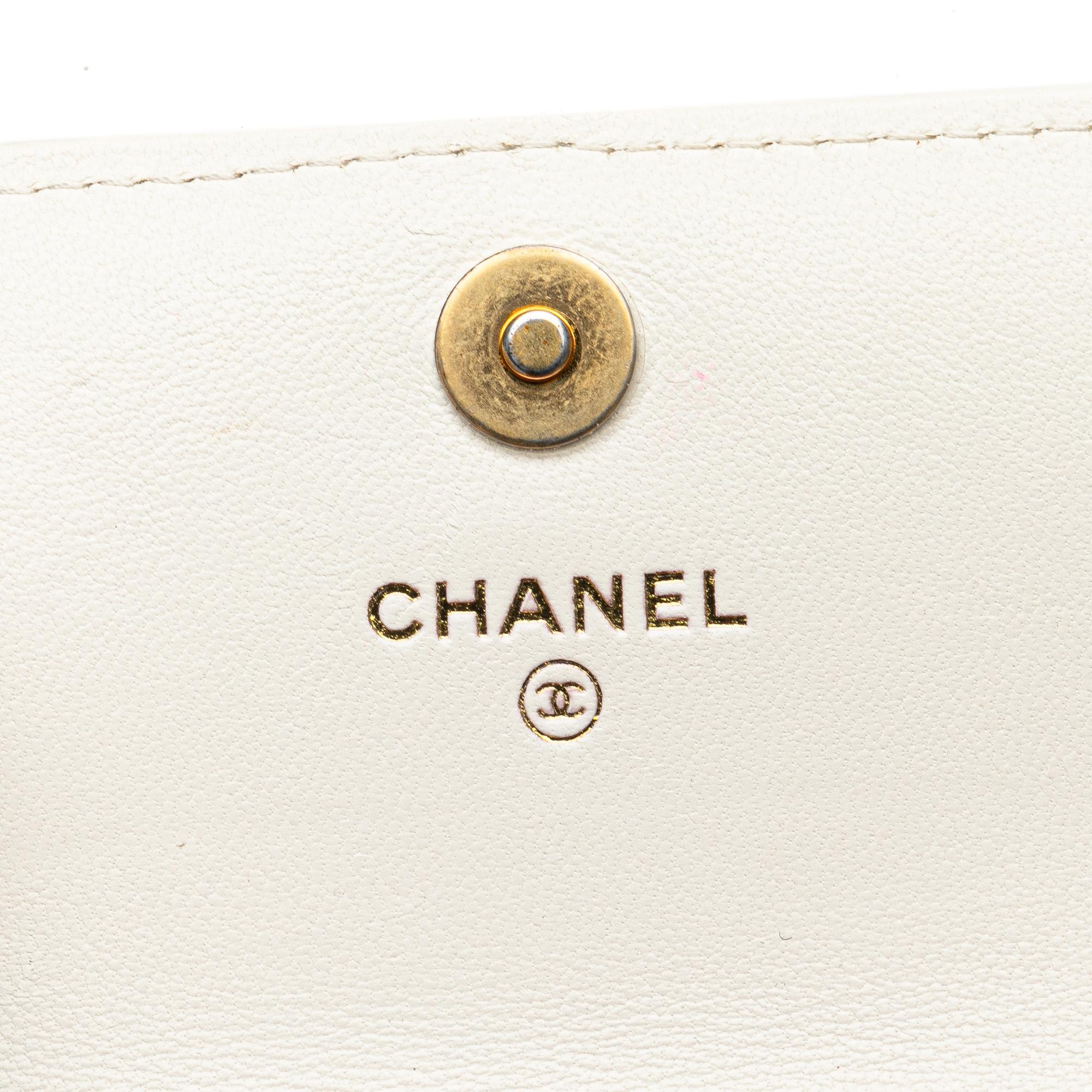 Chanel Quilted Lambskin Coco Love Card Holder On Chain