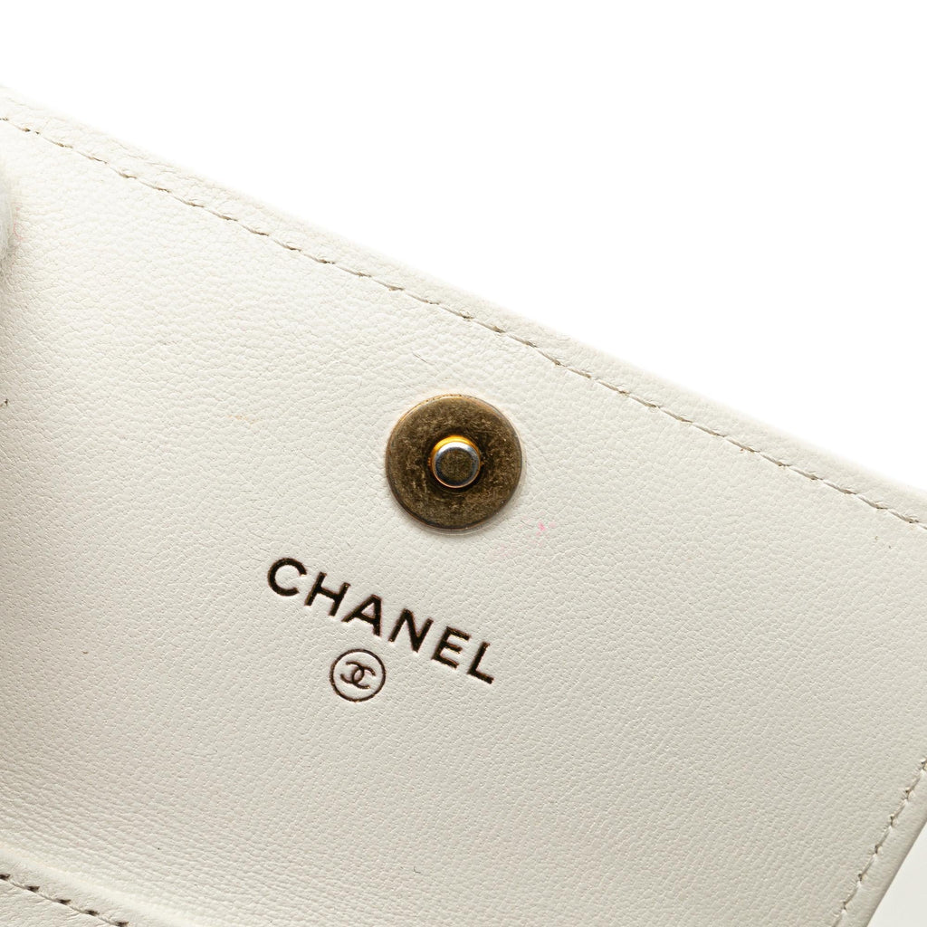 Chanel Quilted Lambskin Coco Love Card Holder On Chain