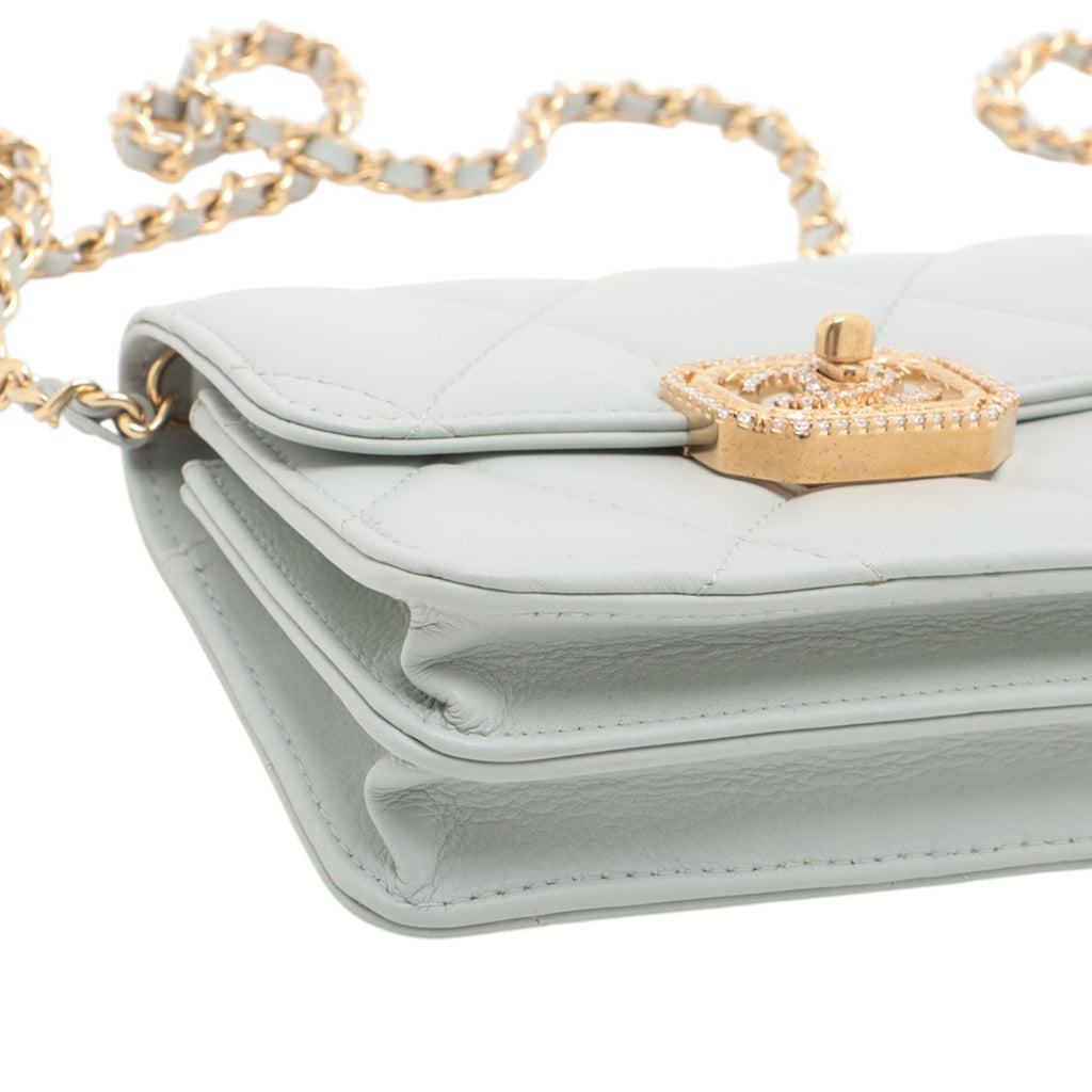 Chanel Quilted Lambskin Crystal Clutch on Chain