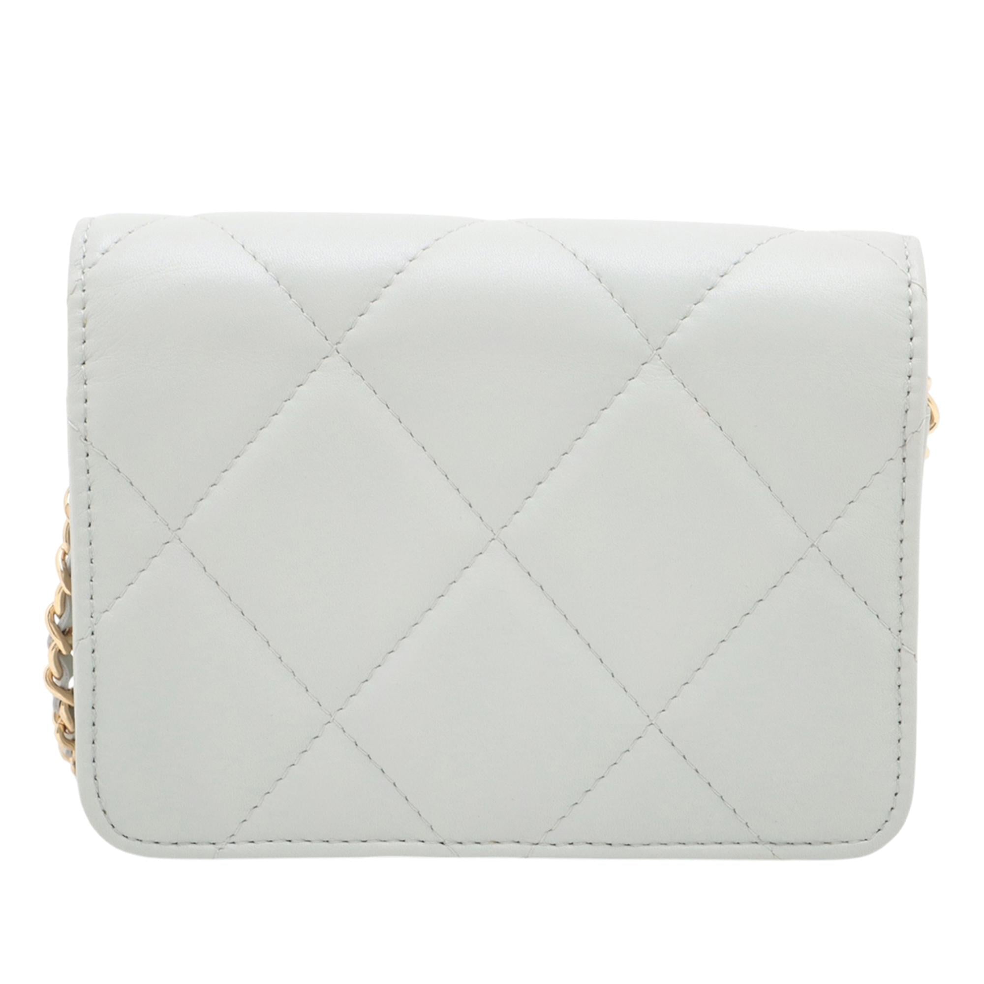 Chanel Quilted Lambskin Crystal Clutch on Chain