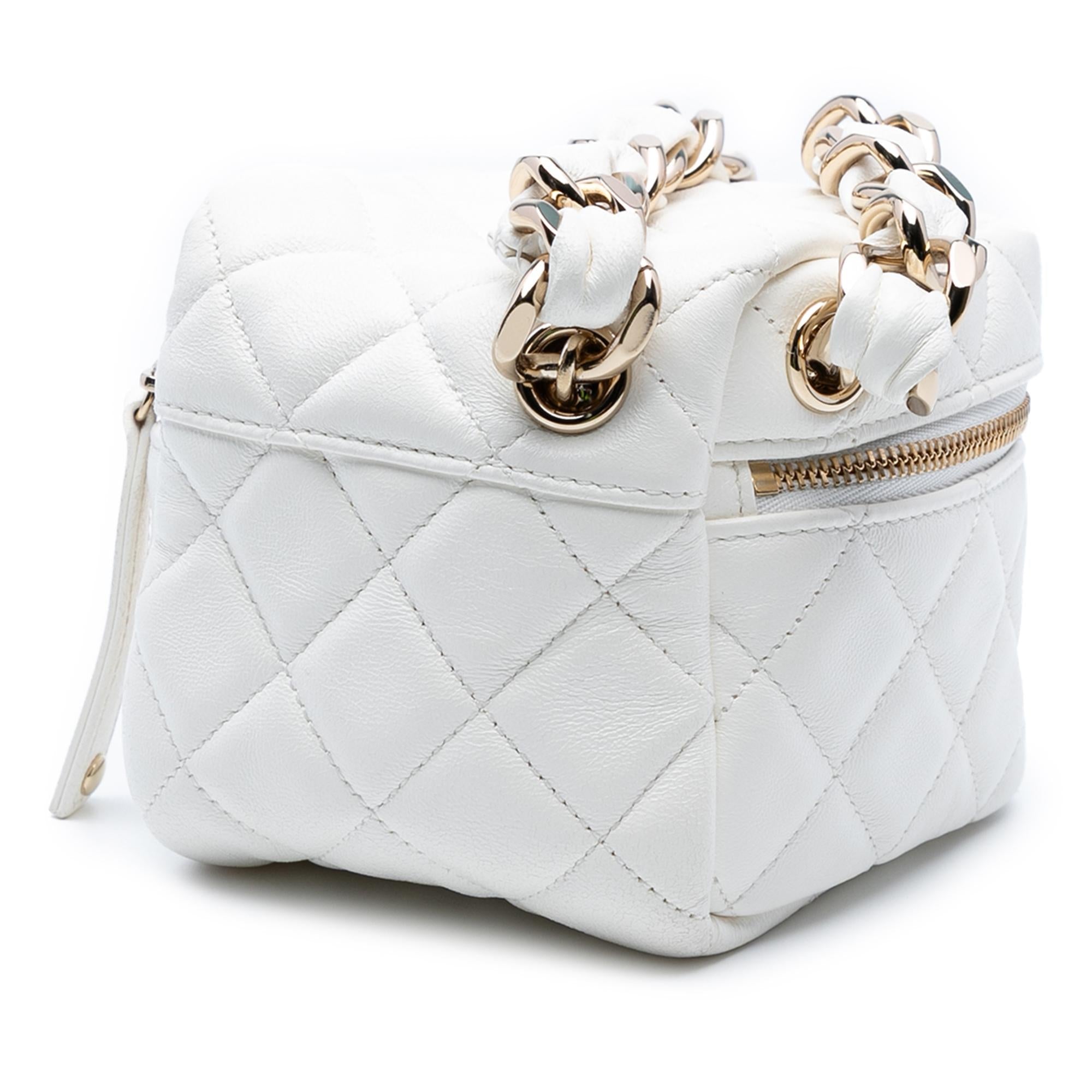 Chanel Quilted Lambskin Cube Chain Wristlet Case