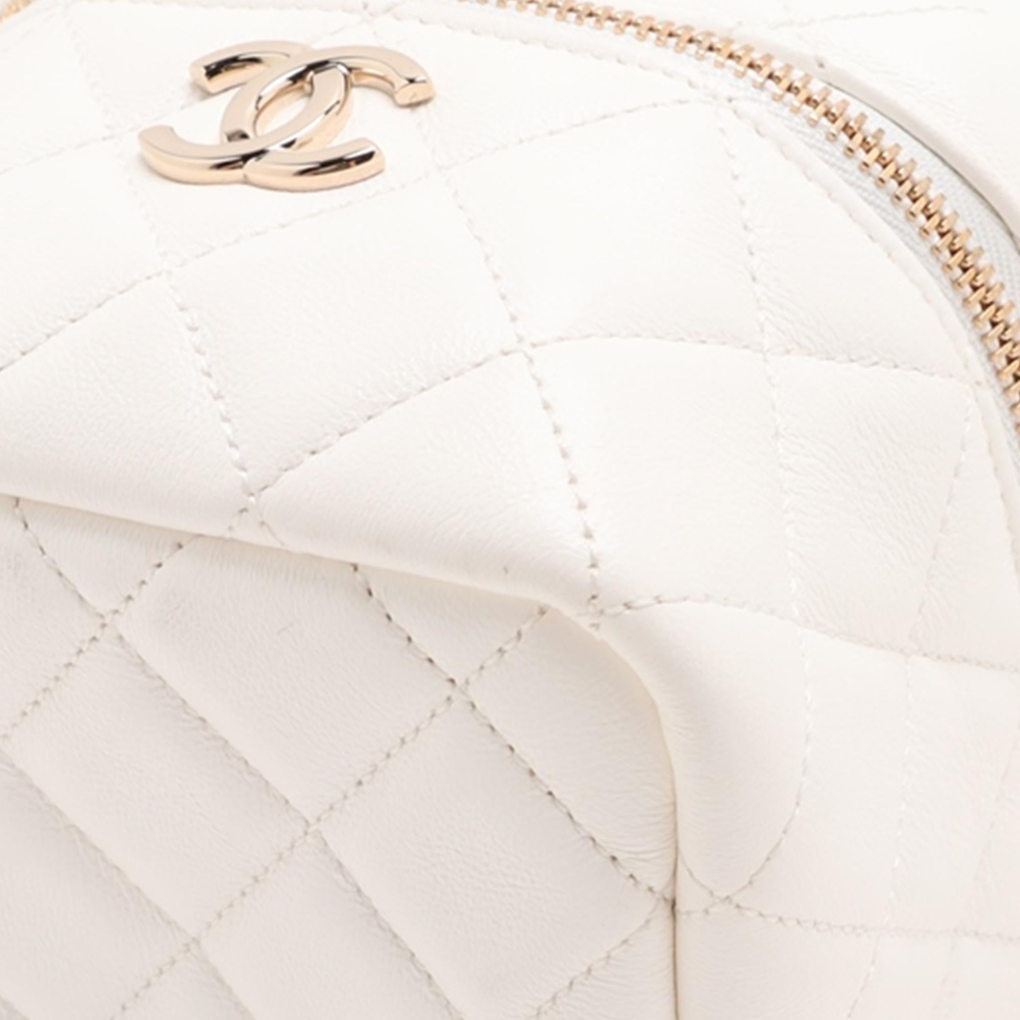 Chanel Quilted Lambskin Cube Chain Wristlet Case