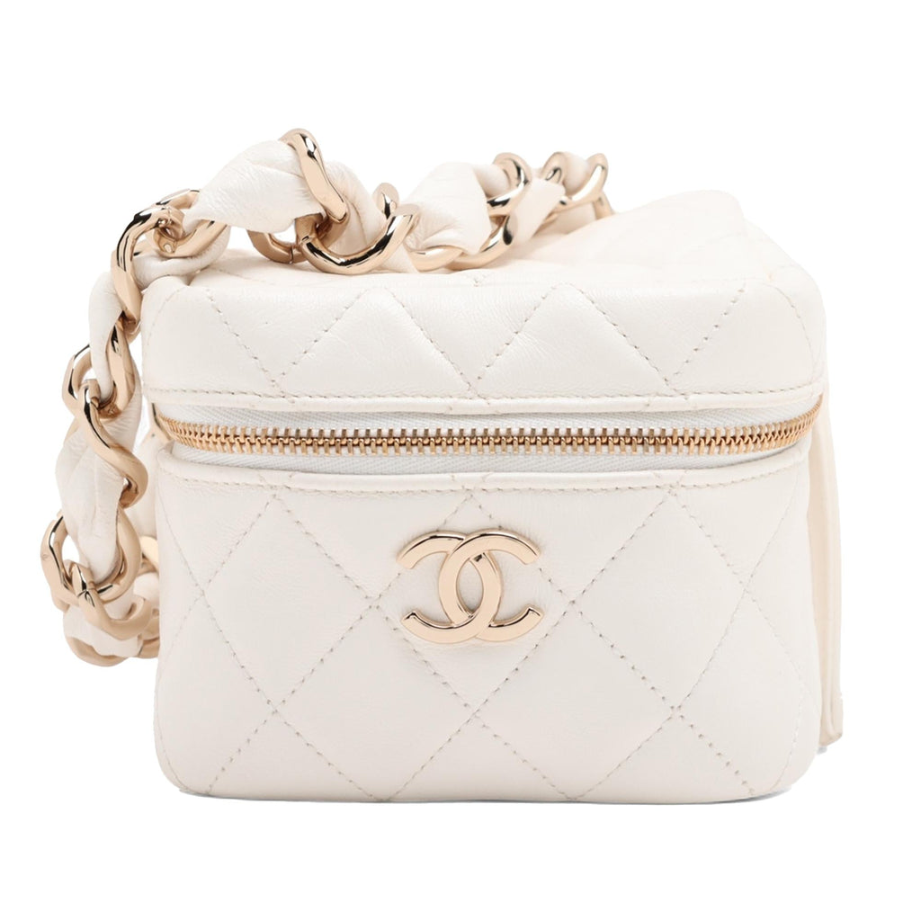 Chanel Quilted Lambskin Cube Chain Wristlet Case